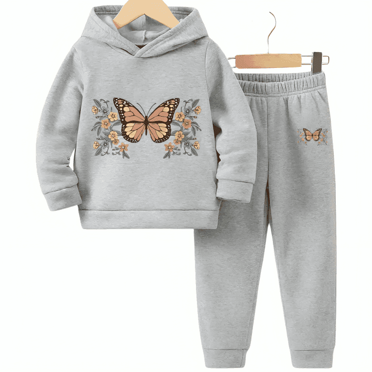 Butterfly Fleece Hoodie Tracksuit - Kin Trends