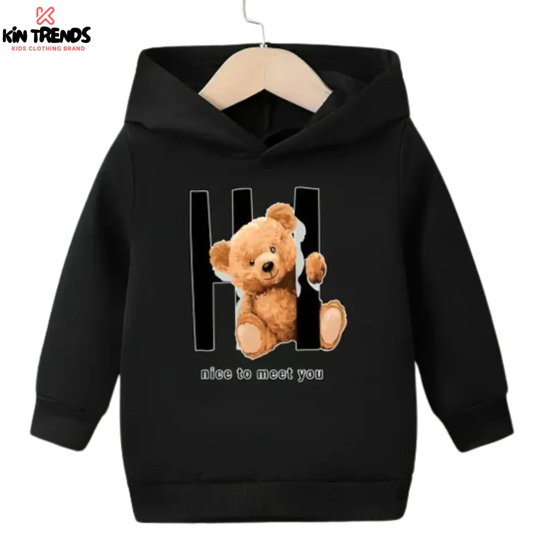 Hi Nice Bear Stylish Hoodie - Kin Trends
