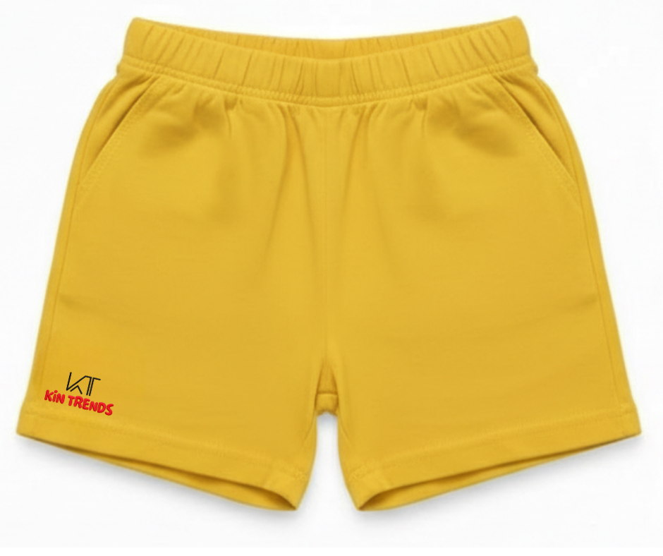 Yellow color cotton shorts for kids | Mini Minors Kintrends
