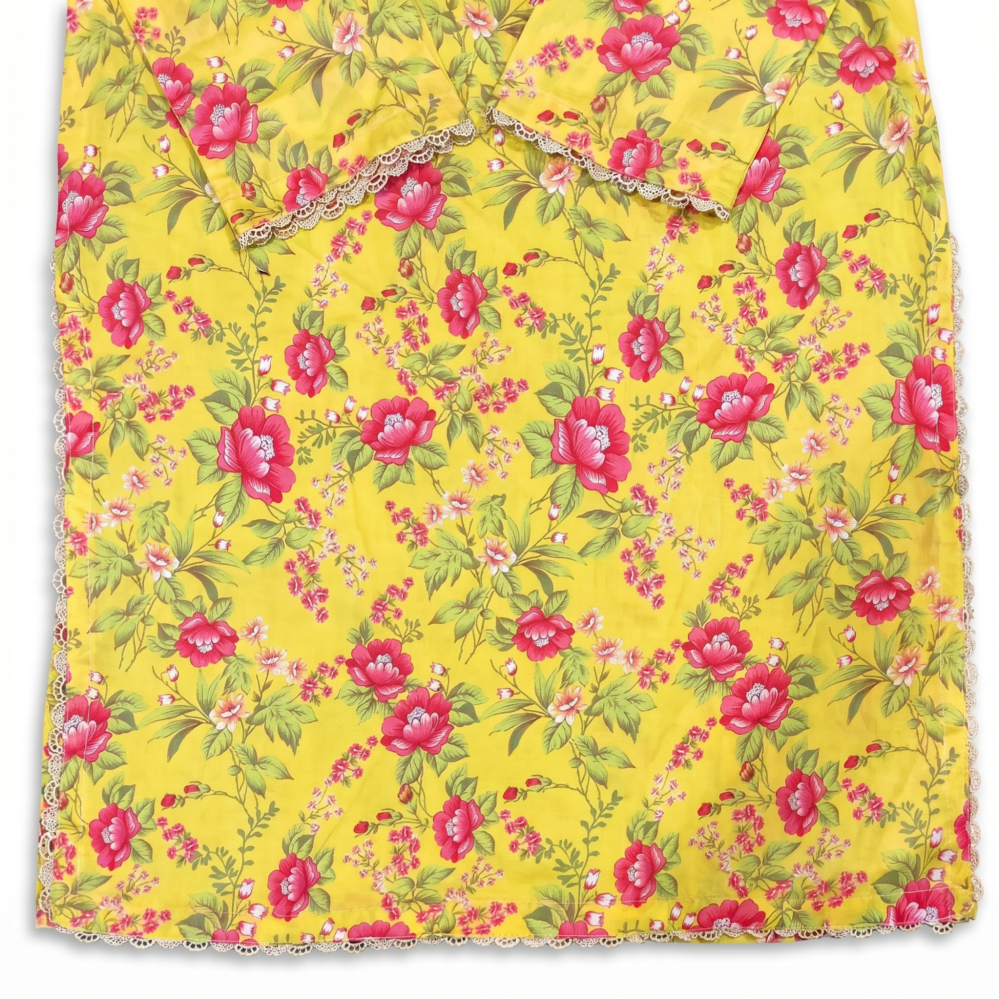 Yellow Flora – 2 Piece Premium Lawn Kurta Trouser for Girls