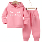Catty Look Fleece Hoodie Tracksuit - Kin Trends