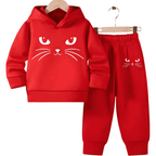 Catty Look Fleece Hoodie Tracksuit - Kin Trends