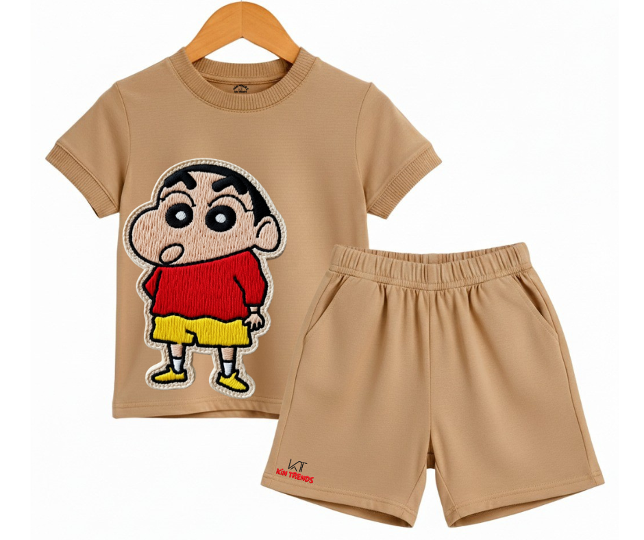 Crayon Shin chan Summer shorts Set (Not Embroidered)| Kids T shirt and shorts| Mini Minors Kintrends
