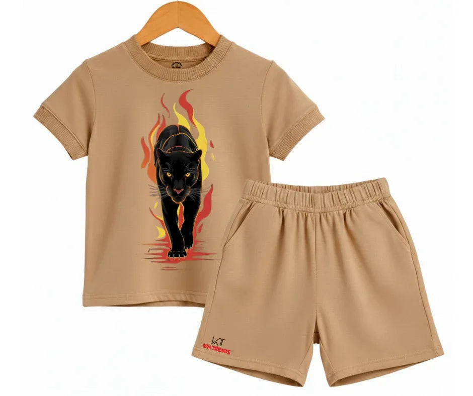 Black Lion Shorts Set | Kids T shirt and shorts | Mini Minors Kin Trends | Kintrends