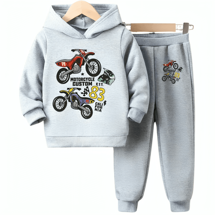 Moto Custom Fleece Hoodie Tracksuit - Kin Trends