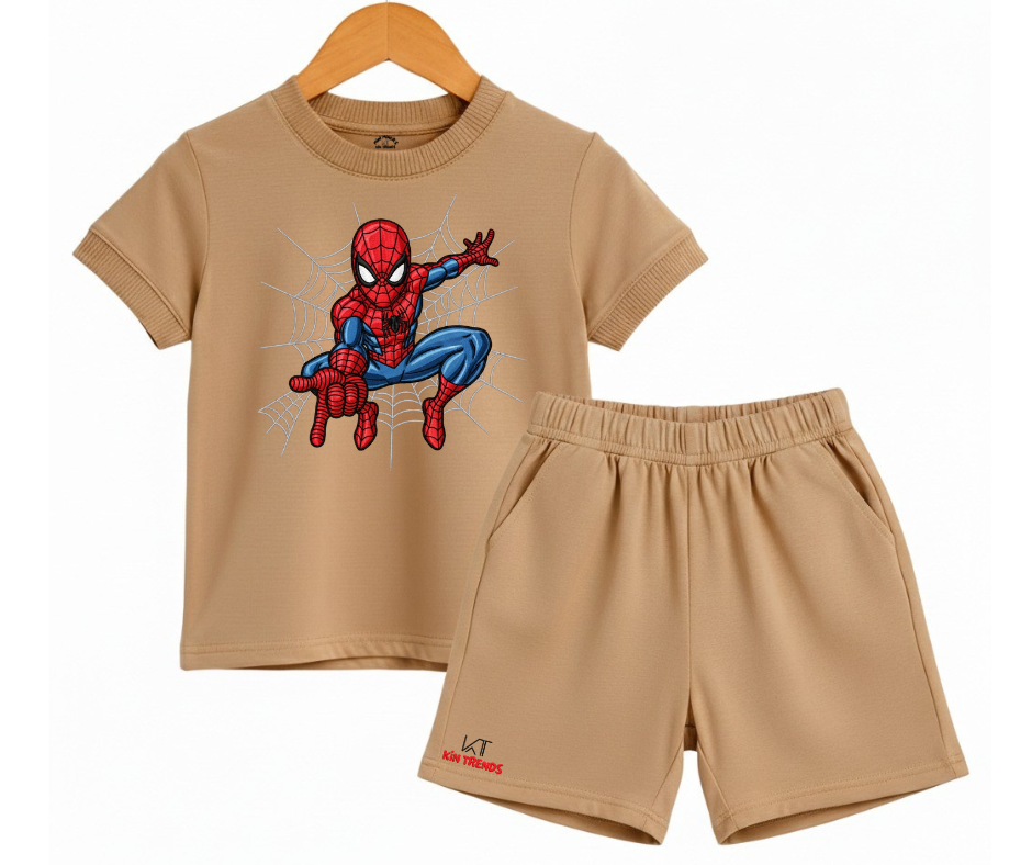 Spiderman D1 Shorts Set (Not Embroidered) Kids T shirt and shorts| Mini Minors Kin Trends | Kintrends