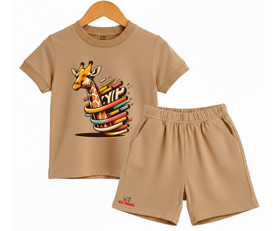 Giraffe Shorts Set | Kids T shirt and shorts | Mini Minors Kin Trends | Kintrends