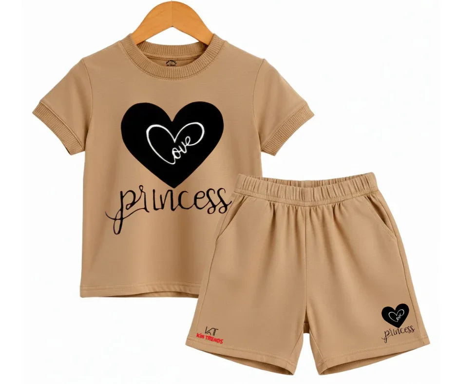 The Little Princess Heart Shorts Set| T shirt and shorts| Mini Minors Kintrends