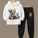 Cute Deer Fleece Hoodie Tracksuit - Kin Trends