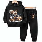 Cute Deer Fleece Hoodie Tracksuit - Kin Trends