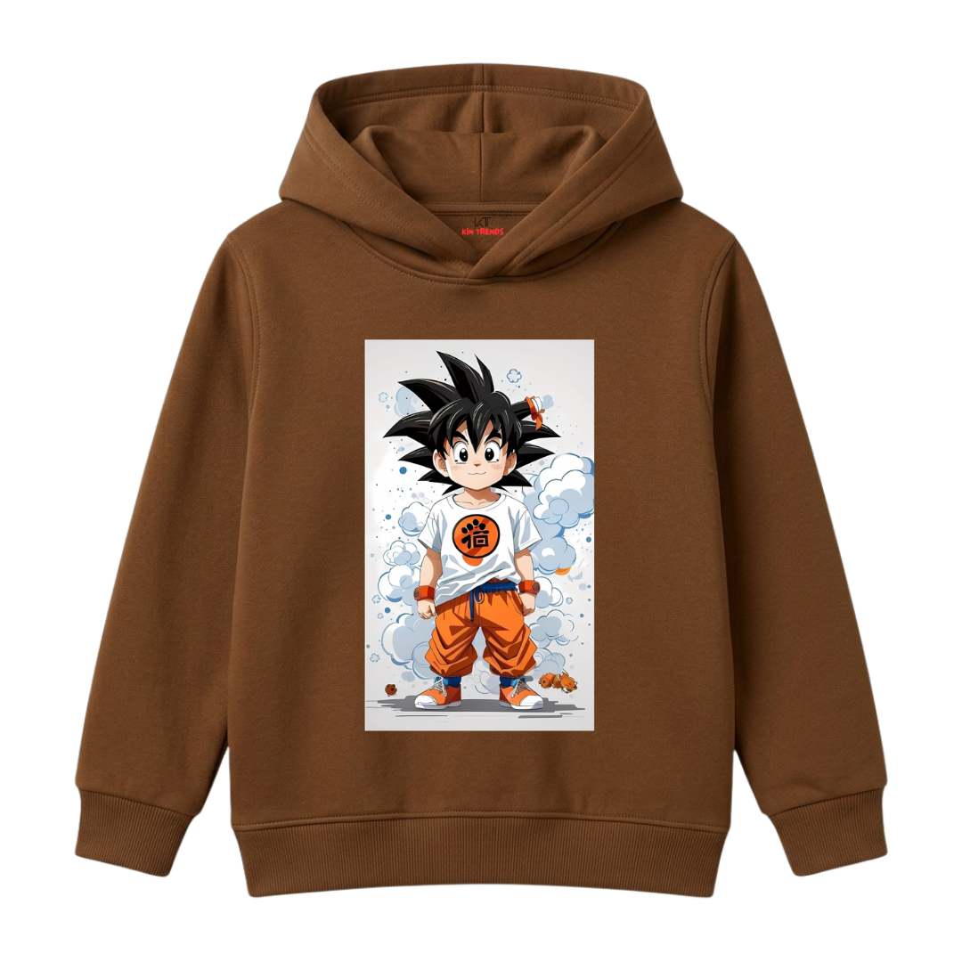 Dragon Ball Z Young Son Goku Character Panel Kids Winter Fleece Hoodie