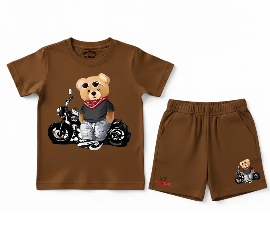 Biker Bear Shorts Set | Mini Minors Kintrends