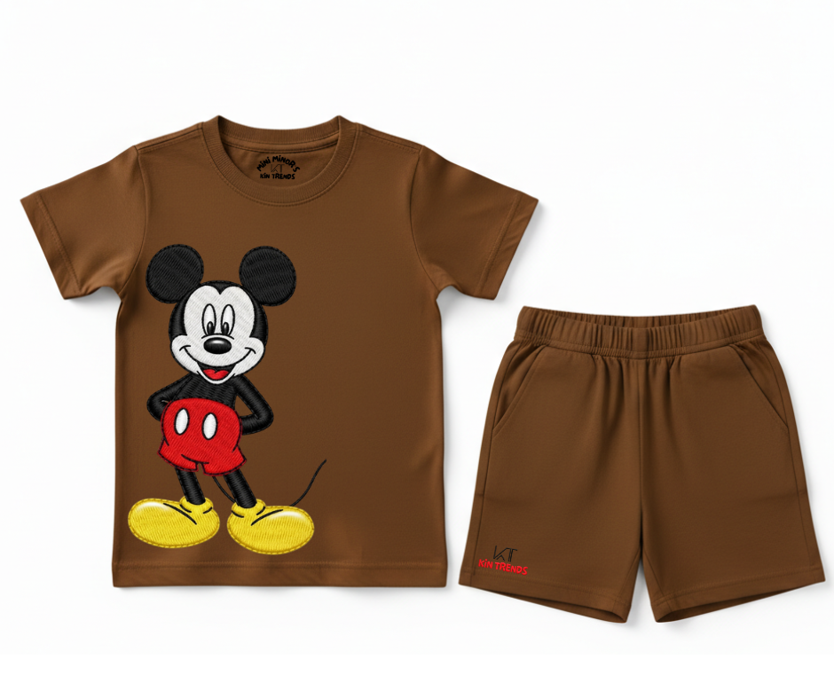 Mickey Mouse Summer shorts Set (Not Embroidered)| Kids T shirt and shorts| Mini Minors Kintrends