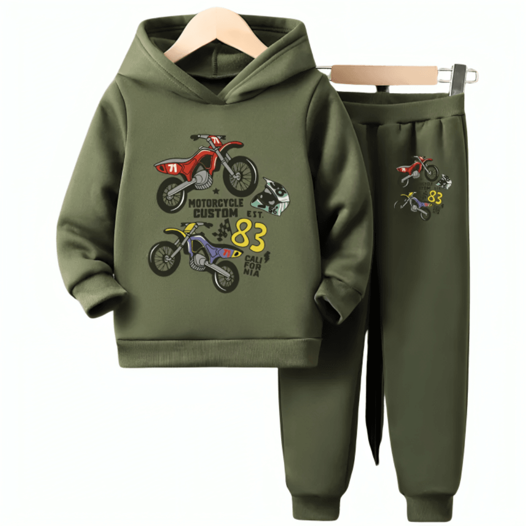 Moto Custom Fleece Hoodie Tracksuit - Kin Trends