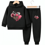 Hearts Fleece Hoodie Tracksuit - Kin Trends