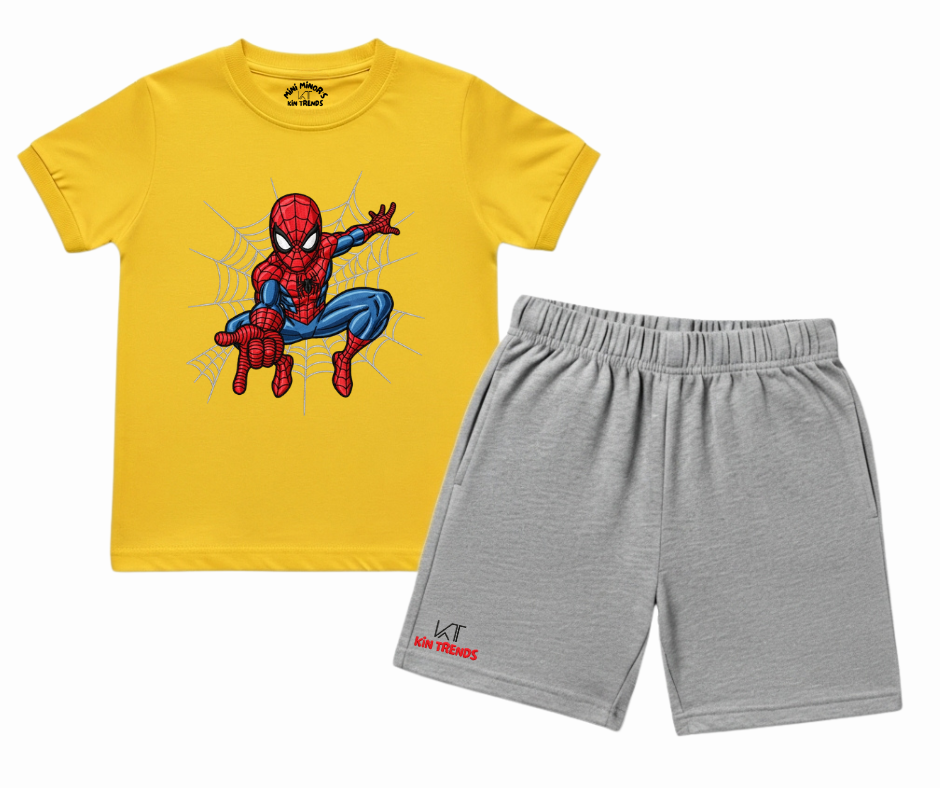 CC Spiderman D1 Shorts Set (Not Embroidered) Kids T shirt and shorts
