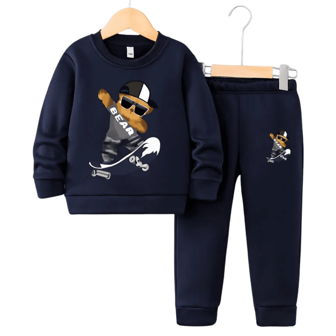 Skater Bear Fleece Tracksuit - Kin Trends