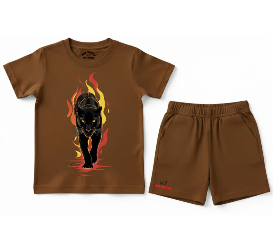 Black Lion Shorts Set | Kids T shirt and shorts | Mini Minors Kin Trends | Kintrends