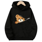 Shy Bear Fleece Hoodie Warm Fleece Hoodies For Kids - Kin Trends