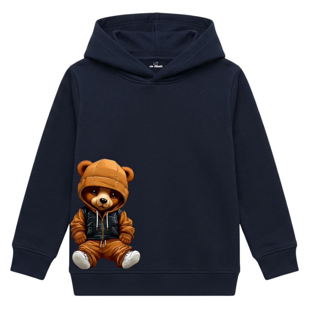 Cute Sitting Teddy Bear Puffer Jacket Graphic Kids Winter Fleece Hoodie