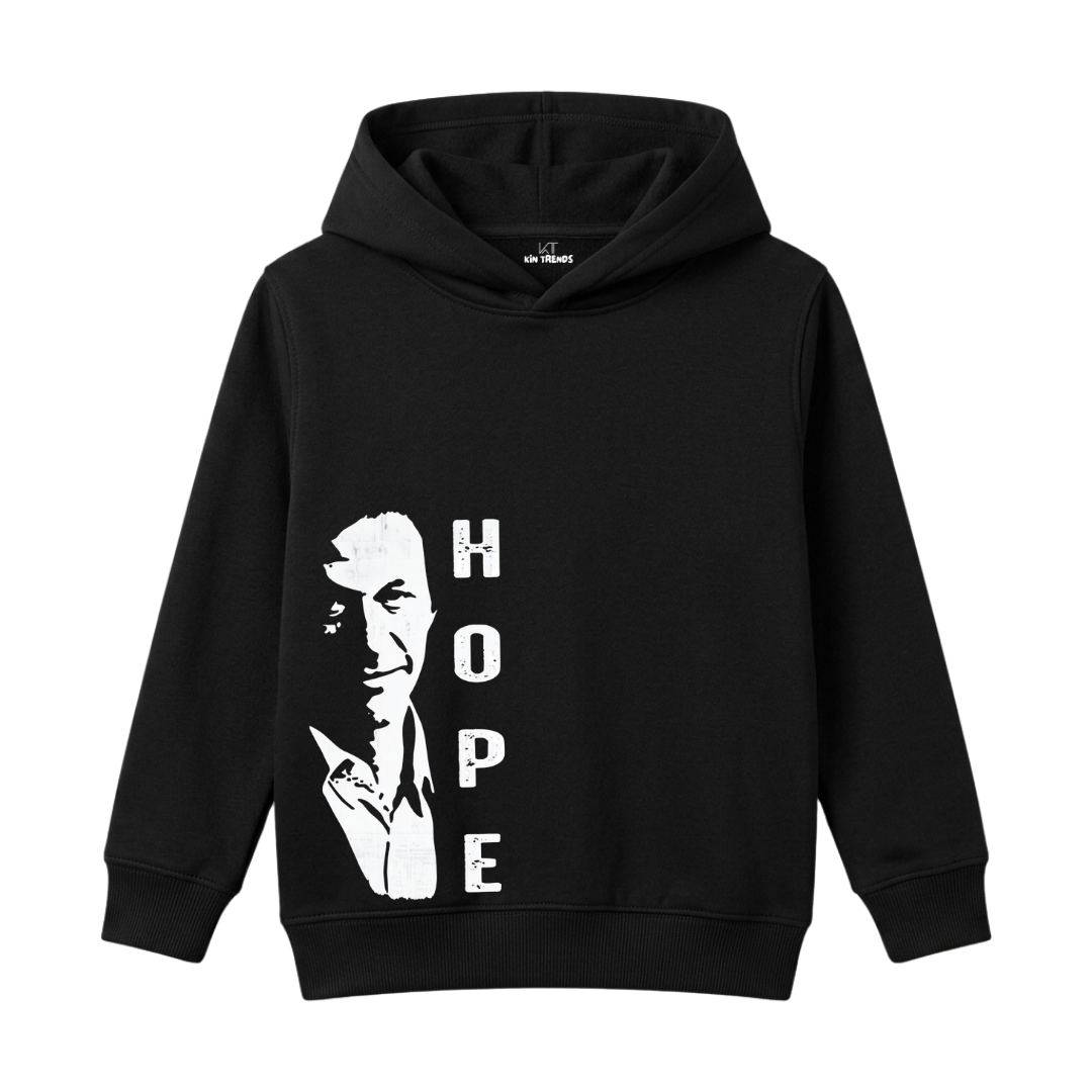 Imran Khan Patriotic Portrait Hope Typography Kids Winter Fleece Hoodie