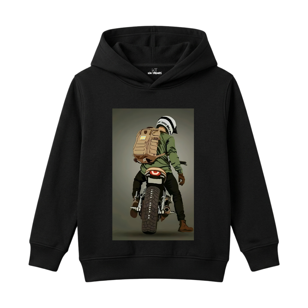 Heavy Bike Motorbike Rider Adventure Graphic Kids Winter Fleece Hoodie