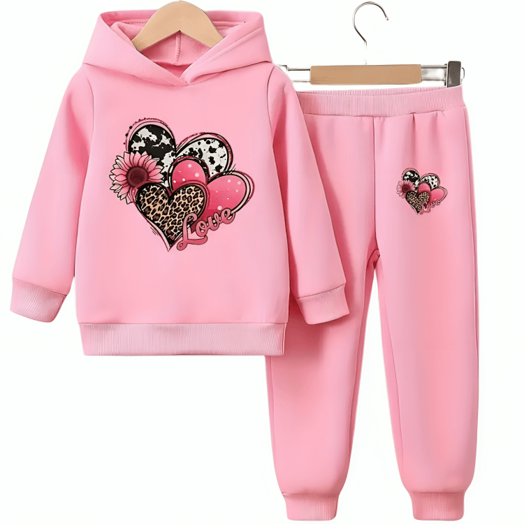 Hearts Fleece Hoodie Tracksuit - Kin Trends