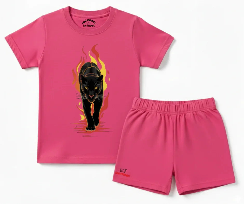 Black Lion Shorts Set | Kids T shirt and shorts | Mini Minors Kin Trends | Kintrends