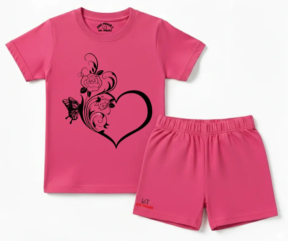 Enchanted Heart & Petal Shorts Set | Mini Minors Kintrends