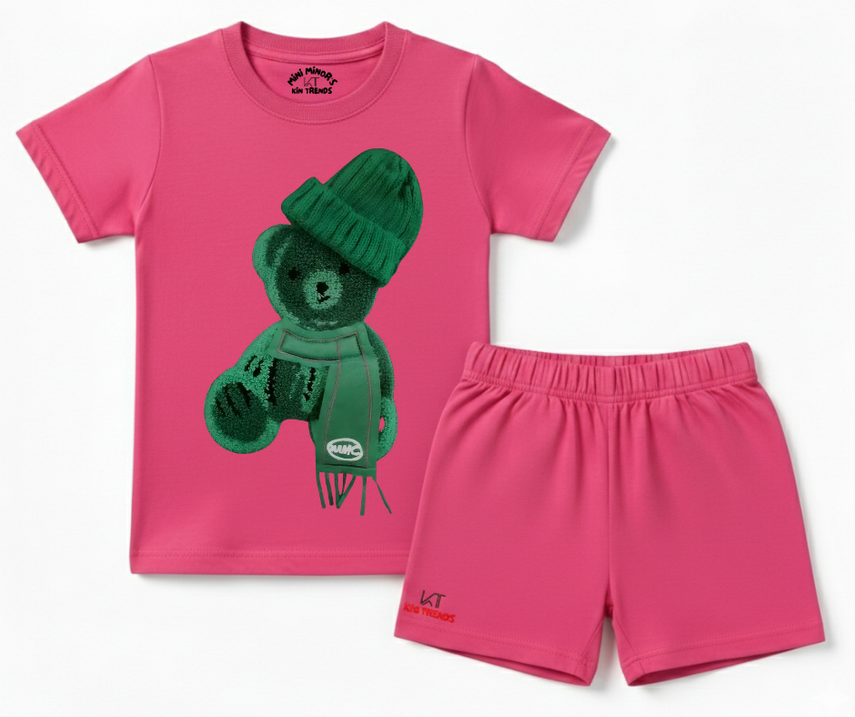 Greeny Bear Shorts Set