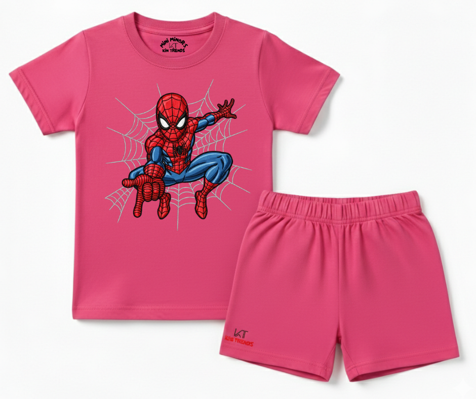 Spiderman D1 Shorts Set (Not Embroidered) Kids T shirt and shorts| Mini Minors Kin Trends | Kintrends
