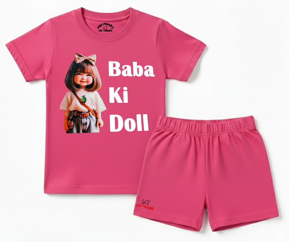 Baba Ki Doll Summer shorts Set | Kids T shirt and shorts| Mini Minors Kintrends