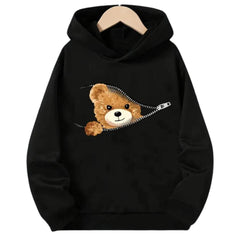 Shy Bear Fleece Hoodie Warm Fleece Hoodies For Kids - Kin Trends