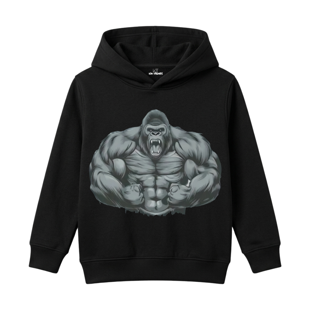 Alpha Muscular Gorilla Bodybuilder Flexing Winter Fleece Hoodie