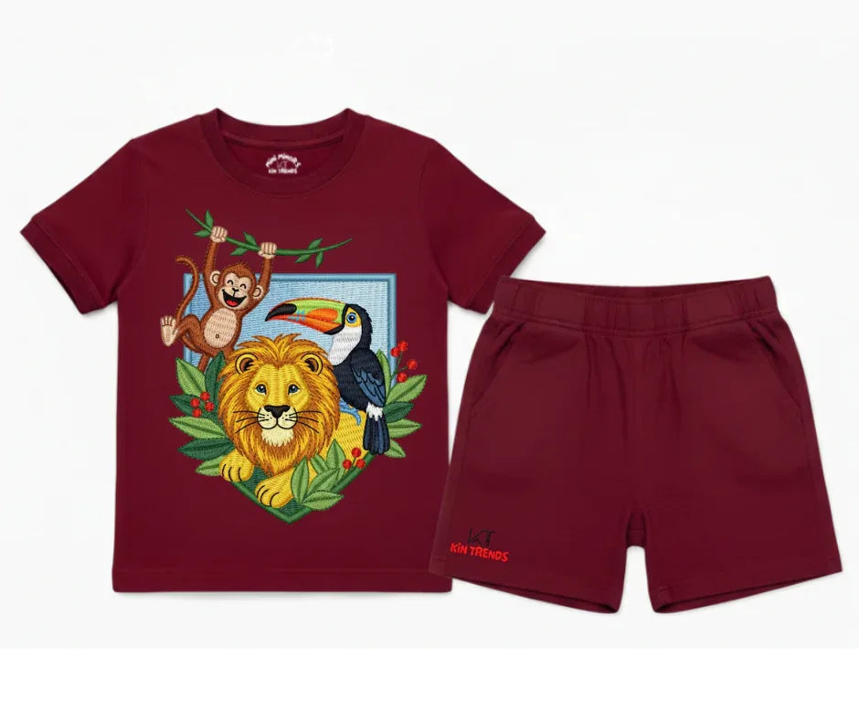 Colorful Jungle Animals Shorts Set | Mini Minors Kintrends