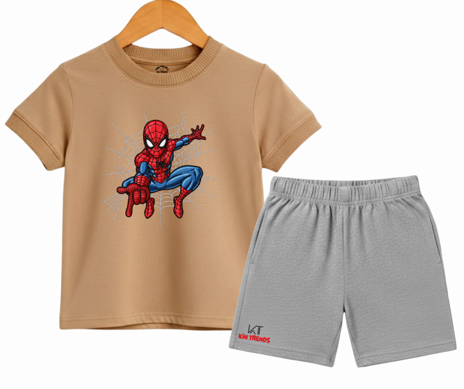 CC Spiderman D1 Shorts Set (Not Embroidered) Kids T shirt and shorts