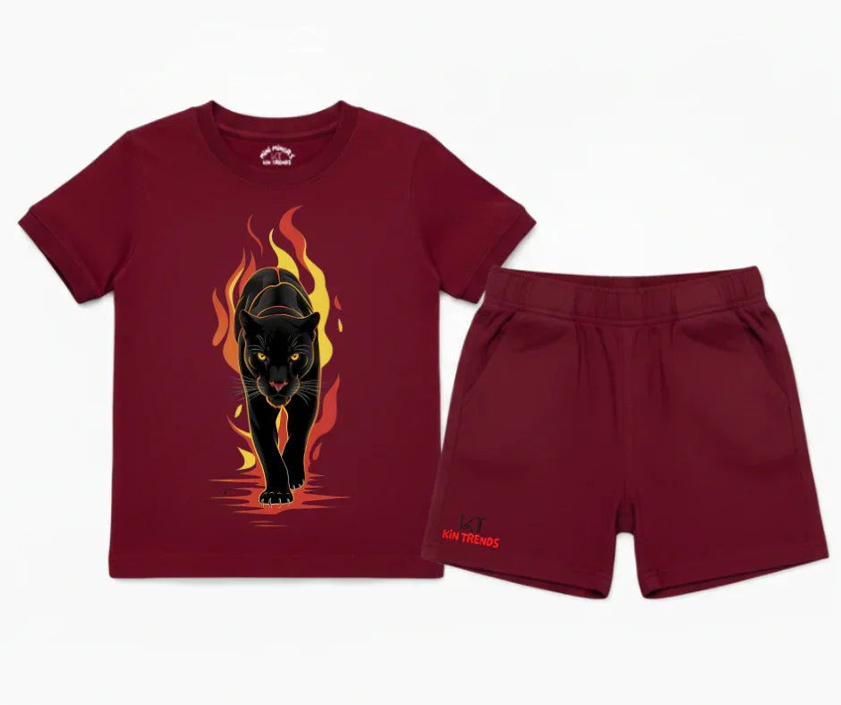 Black Lion Shorts Set | Kids T shirt and shorts | Mini Minors Kin Trends | Kintrends