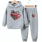 Hearts Fleece Hoodie Tracksuit - Kin Trends