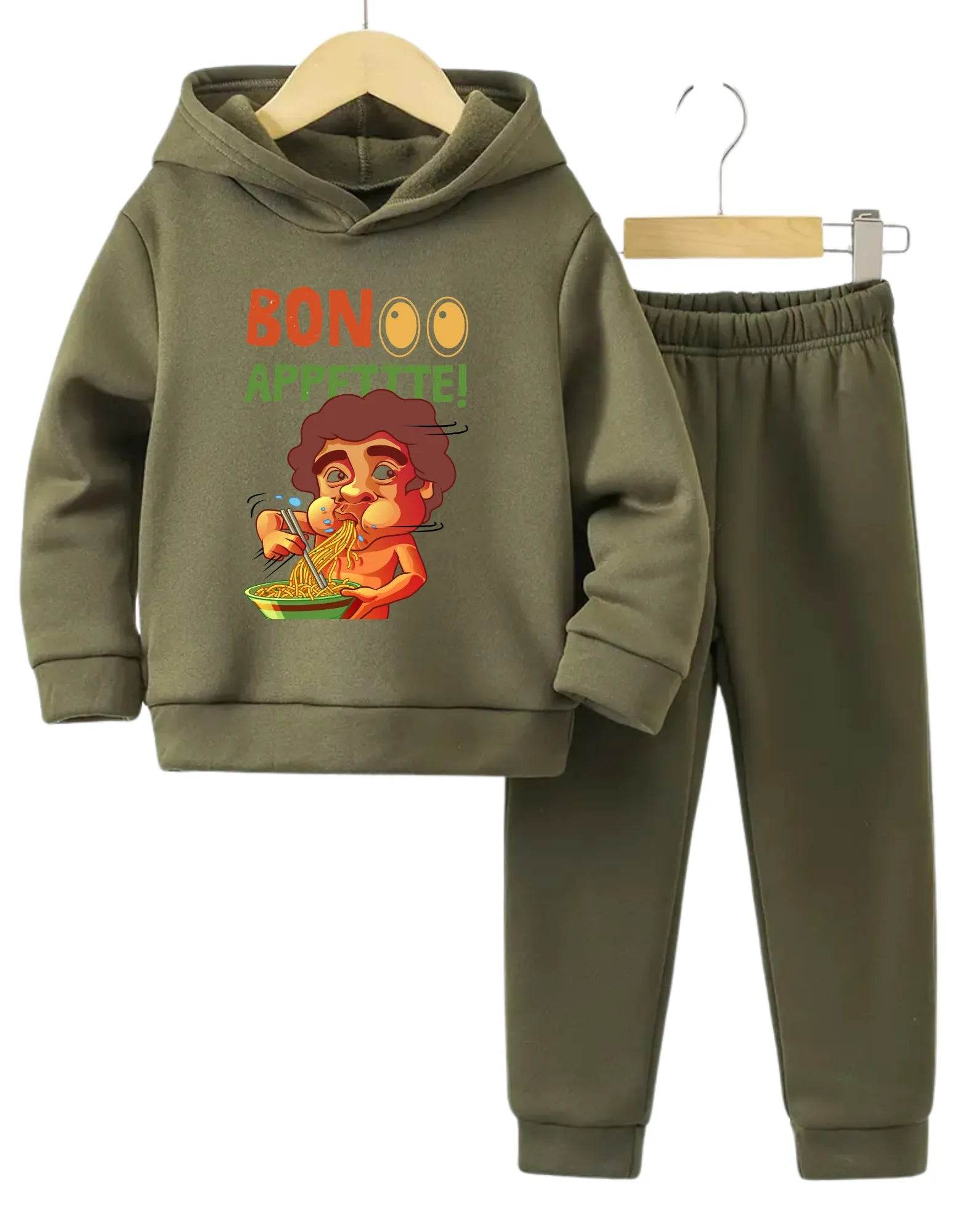 Bon Appetitte Fleece Hoodie Tracksuit - Kin Trends