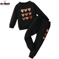 Multi Hearts Black Tracksuit - Kin Trends