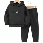 Heartbeat Line Fleece Hoodie Tracksuit - Kin Trends