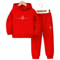 Heartbeat Line Fleece Hoodie Tracksuit - Kin Trends