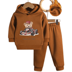 Racer Bear Fleece Hoodie Tracksuit - Kin Trends