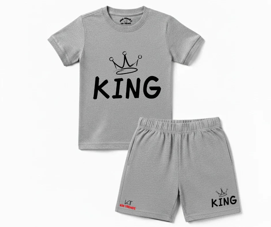King Shorts Set | Kids T shirt and shorts | Mini Minors Kin Trends | Kintrends