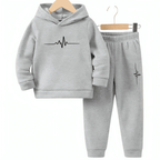Heartbeat Line Fleece Hoodie Tracksuit - Kin Trends