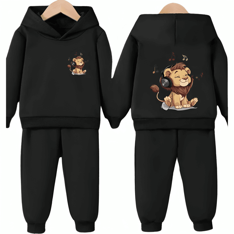 Music Lover Front back Printed Fleece Hoodie Tracksuit - Kin Trends