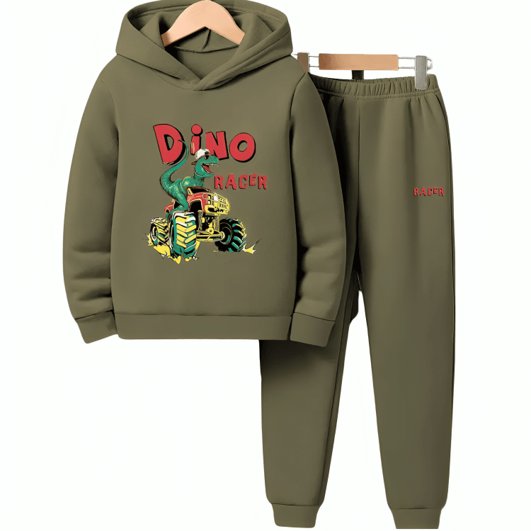 Dino Racer Fleece Hoodie Tracksuit - Kin Trends