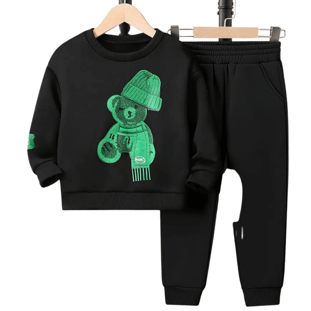 Greeny Cap Bear Fleece Trouser and Sweatshirt - Kin Trends