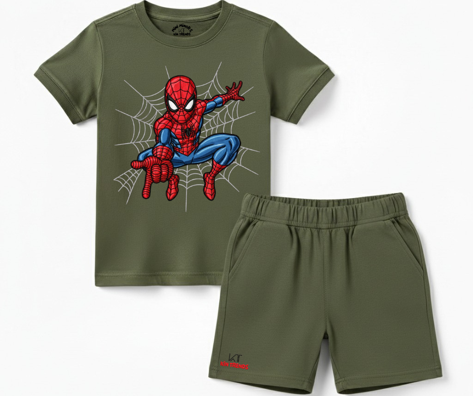 Spiderman D1 Shorts Set (Not Embroidered) Kids T shirt and shorts| Mini Minors Kin Trends | Kintrends