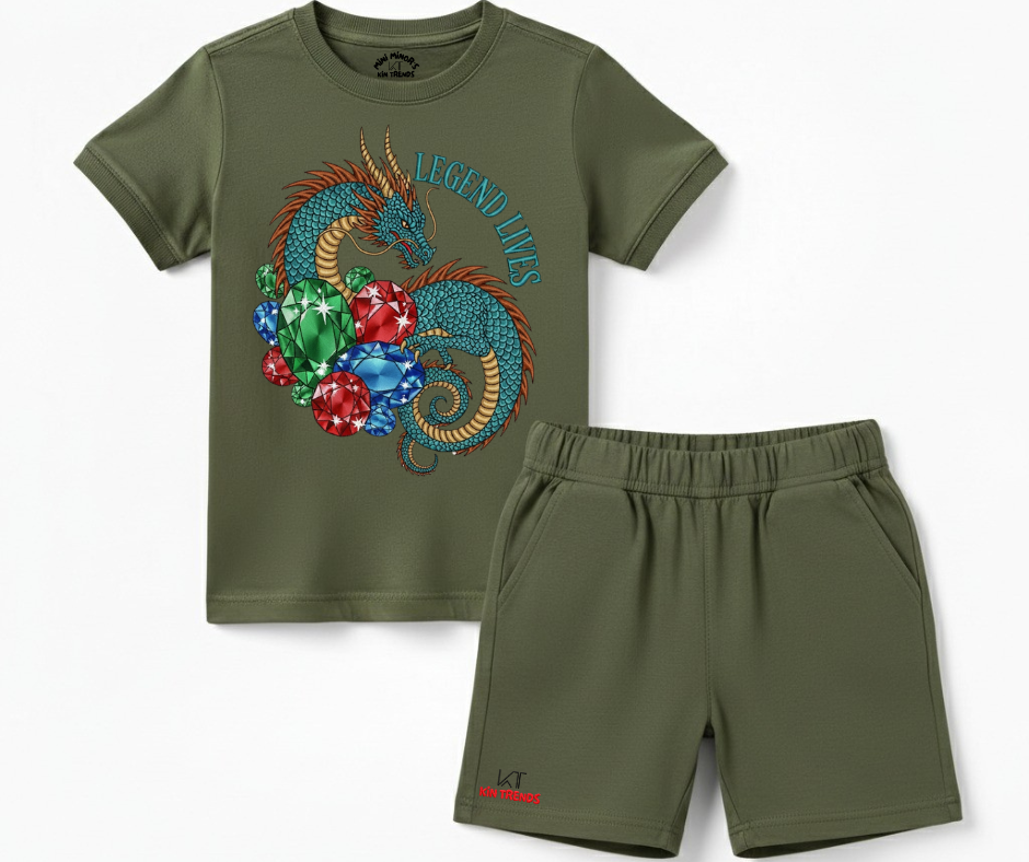 Kids Legend Lives Dragon 2 Piece Cotton Co-ord Set | Mini Minors Kintrends
